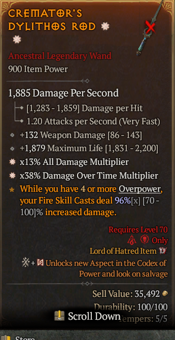 Legendary Wand AD(GA) DoT Multi(GA) // S13 24/7 Online Acc#1-Legendary534