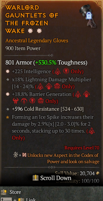 Legendary Gloves Int(GA) Barrier(GA) // S13 24/7 Online Acc#1-Legendary536