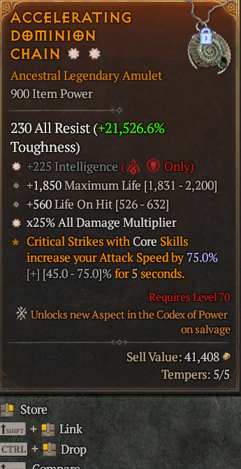 Legendary Amulet Int(GA) AD(GA) // S13 24/7 Online Acc#1-Legendary614