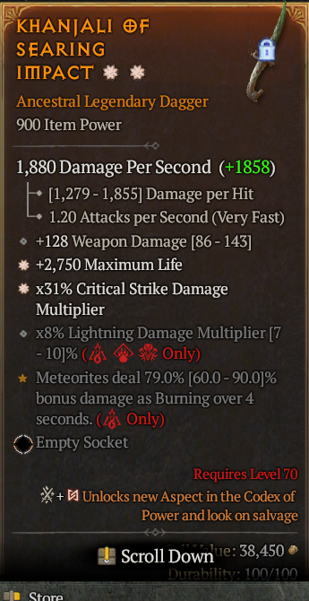 Legendary Dagger Life/HP(GA) CDM(GA) // S13 24/7 Online Acc#1-Legendary623