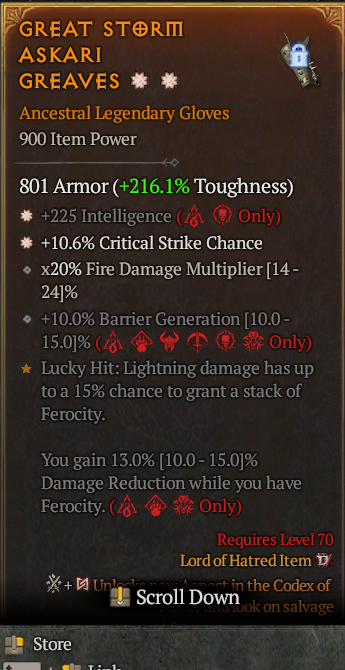 Legendary Gloves Int(GA) CC(GA) // S13 24/7 Online Acc#1-Legendary627