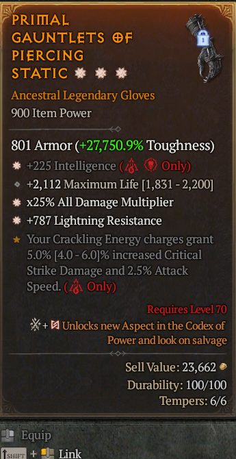 Legendary Gloves Int(GA) AD(GA) Light Res// S13 24/7 Online Acc#1-Legendary638