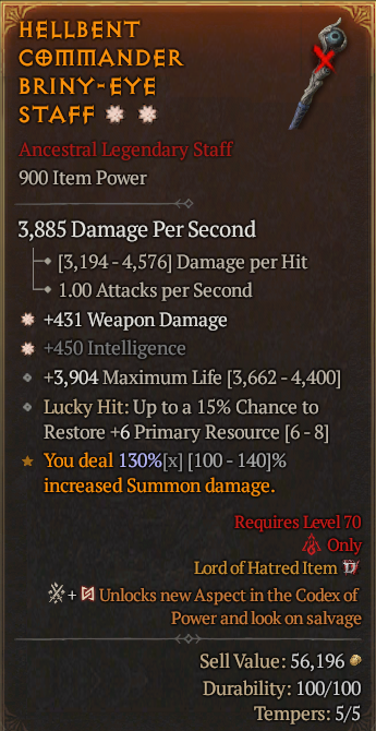 Legendary Staff Weapon Dmg(GA) Int(GA) // S13 24/7 Online Acc#1-Legendary6311