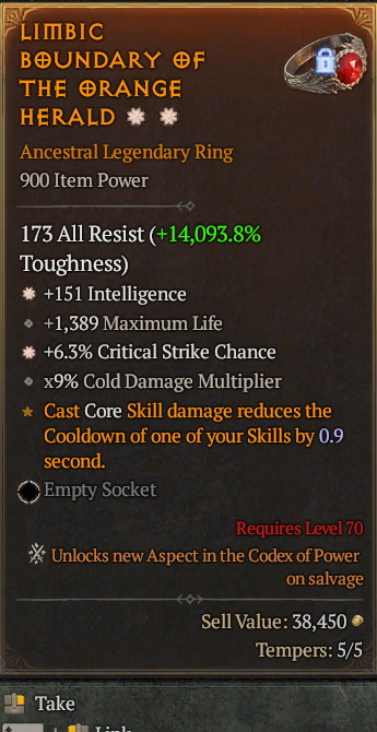 Legendary Ring Int(GA) CC(GA) // S13 24/7 Online Acc#2C111