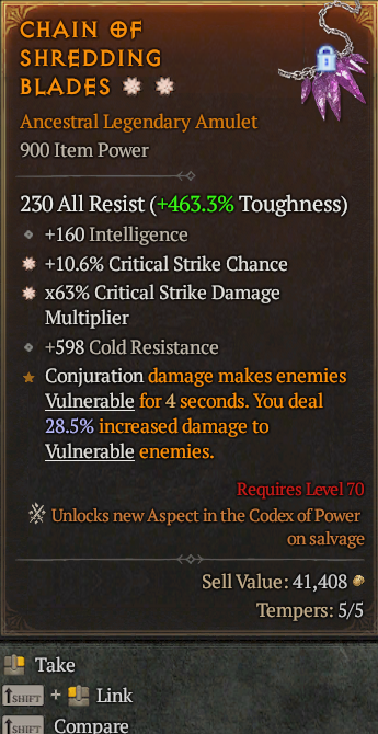Legendary Amulet CC(GA) CDM(GA) // S13 24/7 Online Acc#2C118