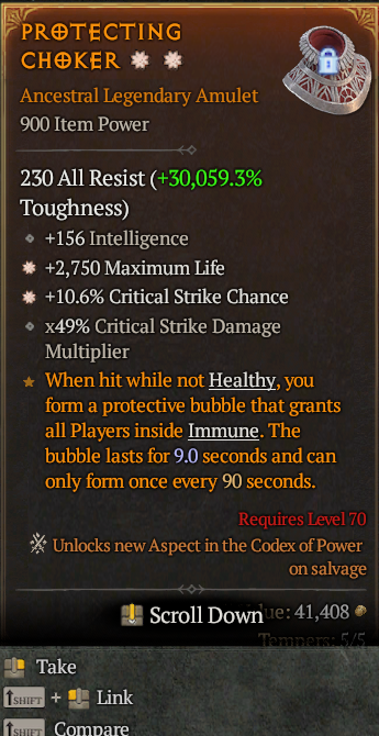 Legendary Amulet Life/HP(GA) CC(GA) // S13 24/7 Online Acc#2C1110
