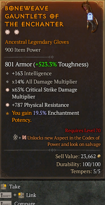 Legendary Gloves CDM(GA) Phys Res(GA) // S13 24/7 Online Acc#2C122