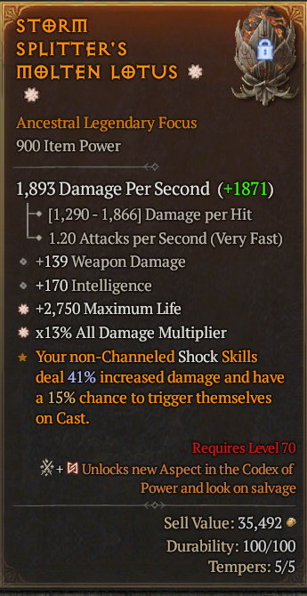 Legendary Focus Life/HP(GA) AD(GA) // S13 24/7 Online Acc#2C136