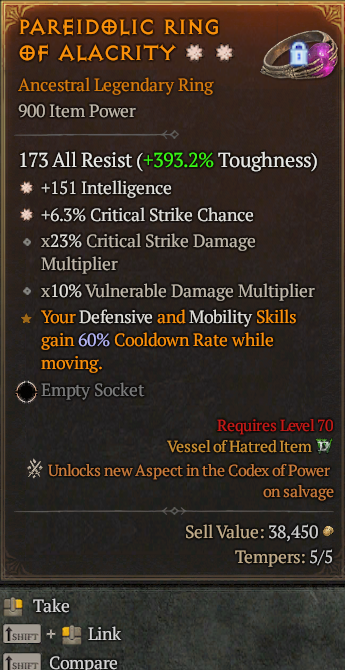Legendary Ring Int(GA) CC(GA) // S13 24/7 Online Acc#2C214