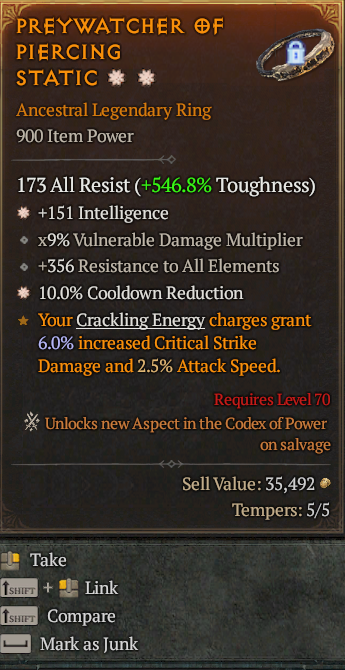Legendary Ring Int(GA) CDR(GA) // S13 24/7 Online Acc#2C215