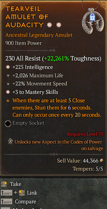 Legendary Amulet Int(GA) Mastery(GA) // S13 24/7 Online Acc#2C2110