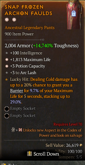 Legendary Pants Life/HP(GA) (GA) // S13 24/7 Online Acc#2C221