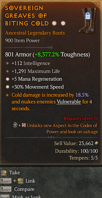 Legendary Boots Mana Regen(GA) MS(GA) // S13 24/7 Online Acc#2C226