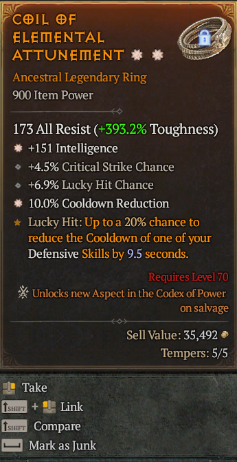 Legendary Ring Int(GA) 10% CDR(GA) // S13 24/7 Online Acc#2C227