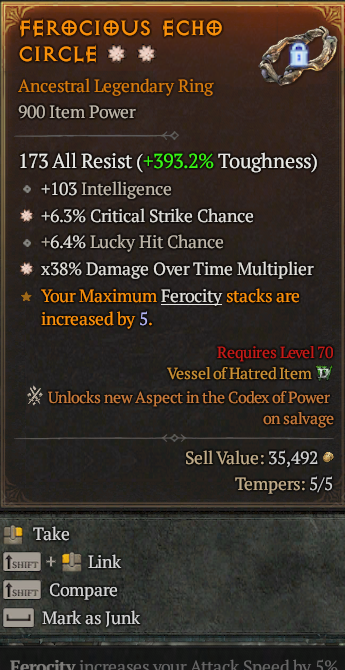 Legendary Ring CC(GA) DoT Multi(GA) // S13 24/7 Online Acc#2C2210