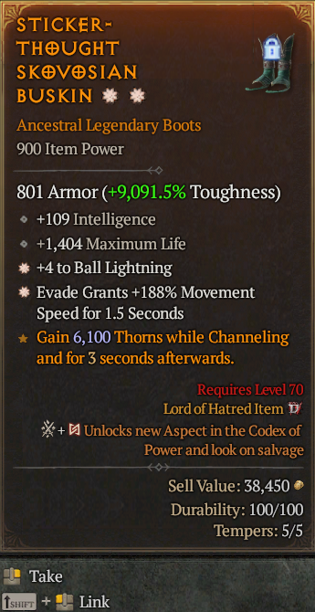 Legendary Boots Ball Lightning(GA) EvadeGrants MS(GA) // S13 24/7 Online Acc#2C316