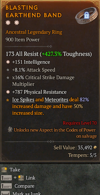 Legendary Ring Int(GA) Phys Res(GA) // S13 24/7 Online Acc#2C317
