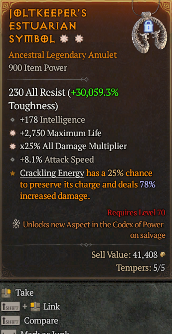 Legendary Amulet Life/HP(GA) AD(GA) // S13 24/7 Online Acc#2C319