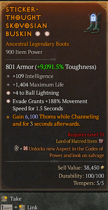 Legendary Boots Ball Lightning(GA) EvadeGrants MS(GA) // S13 24/7 Online Acc#2C326