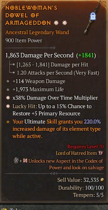 Legendary Wand DoT Multi(GA) 15% Lucky(GA) // S13 24/7 Online Acc#2C328