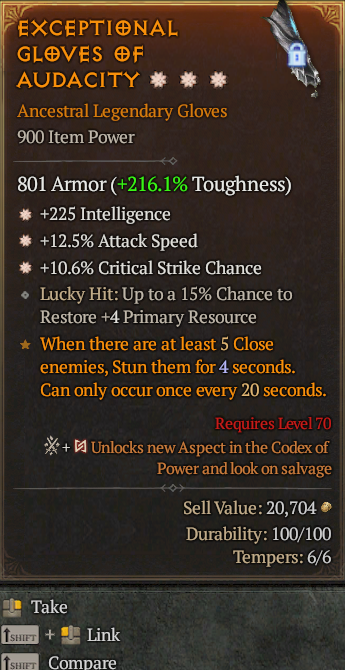 Legendary Gloves Int(GA) IAS/AS(GA) CC// S13 24/7 Online Acc#2C332