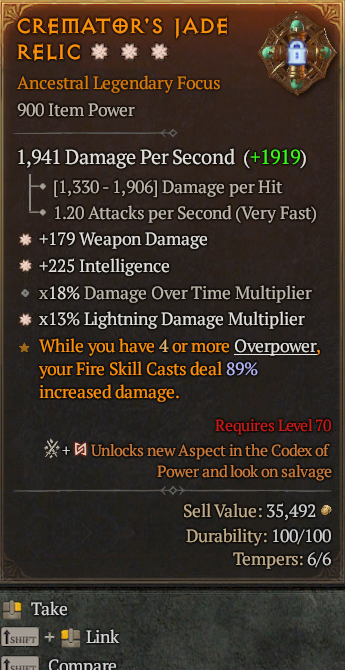 Legendary Focus Weapon Dmg(GA) Int(GA) Lightning Multi// S13 24/7 Online Acc#2C341