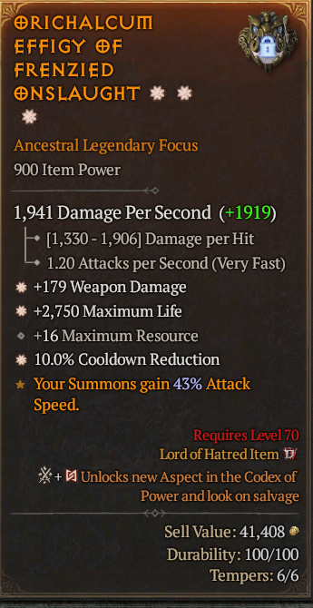 Legendary Focus Weapon Dmg(GA) Life/HP(GA) CDR// S13 24/7 Online Acc#2C346