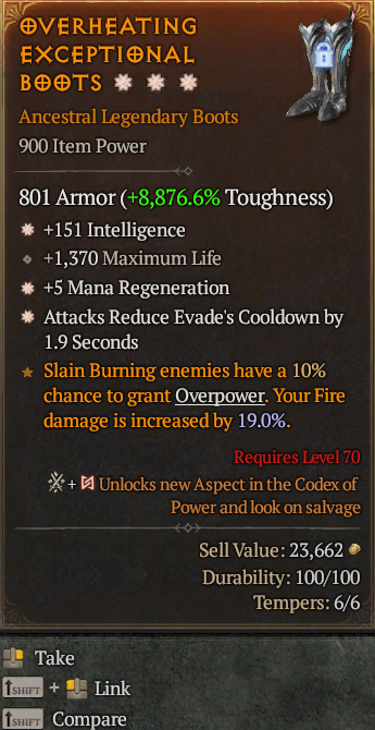 Legendary Boots Int(GA) Mana Regen(GA) Evade CDR// S13 24/7 Online Acc#2C353