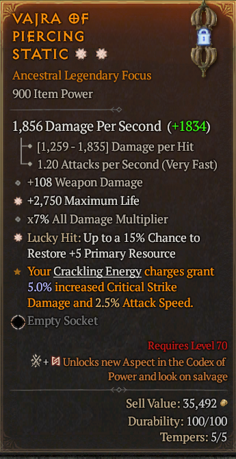 Legendary Focus Life/HP(GA) 15% Lucky(GA) // S13 24/7 Online Acc#2C356