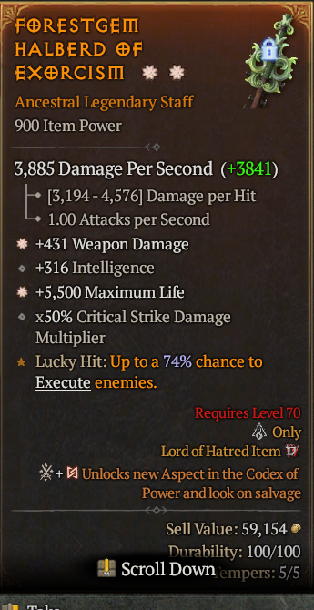 Legendary Staff Weapon Dmg(GA) Life/HP(GA) // S13 24/7 Online Acc#2C437