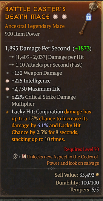 Legendary Mace Int(GA) Life/HP(GA) // S13 24/7 Online Acc#2C4310