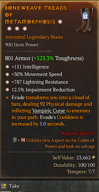 Legendary Boots Int(GA) MS(GA) Light Res/Impairment Reduction/ S13 24/7 Online Acc#2C458