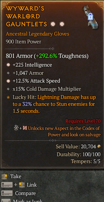 Legendary Gloves Int(GA) IAS/AS(GA) // S13 24/7 Online Acc#2C513