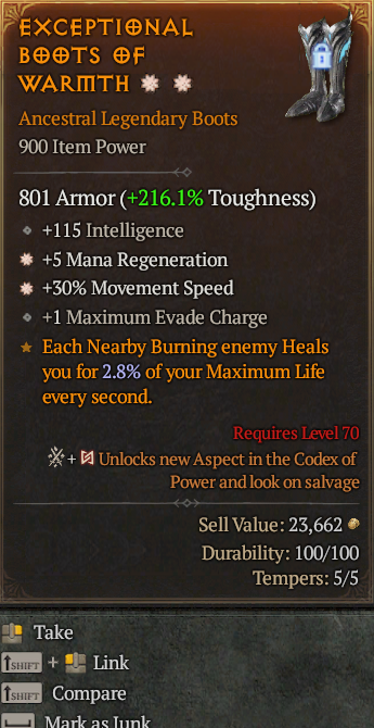 Legendary Boots Mana Regen(GA) MS(GA) // S13 24/7 Online Acc#2C515