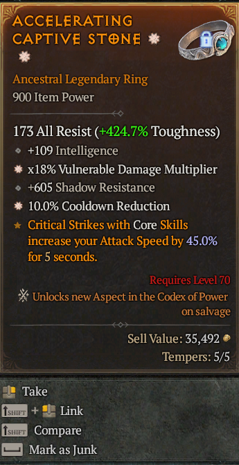 Legendary Ring Vuln Multi(GA) CDR(GA) // S13 24/7 Online Acc#2C516