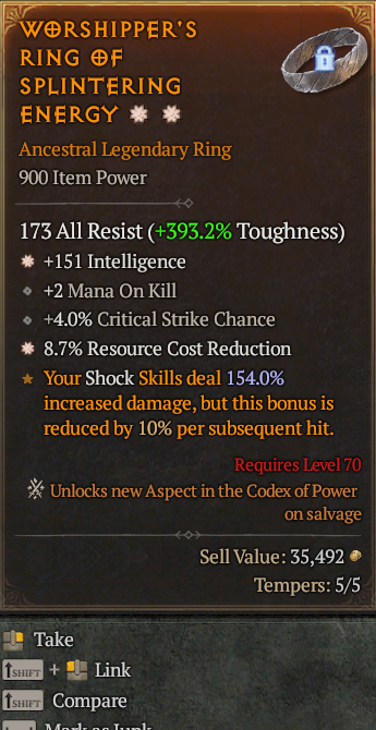 Legendary Ring Int(GA) RCR(GA) // S13 24/7 Online Acc#2C519