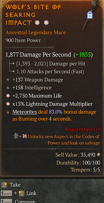 Legendary Mace Life/HP(GA) Lightning Multi(GA) // S13 24/7 Online Acc#2C528