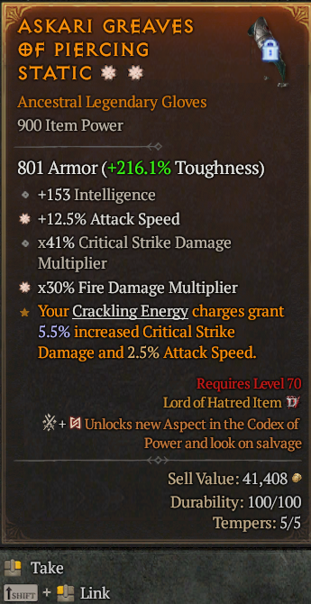 Legendary Gloves IAS/AS(GA) Fire Multi(GA) // S13 24/7 Online Acc#2C5210