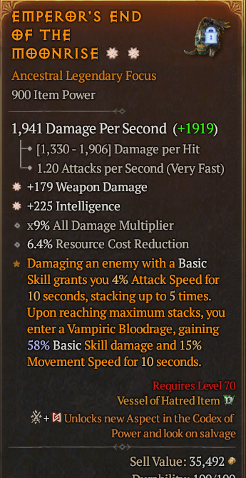 Legendary Focus Weapon Dmg(GA) Int(GA) // S13 24/7 Online Acc#2C535