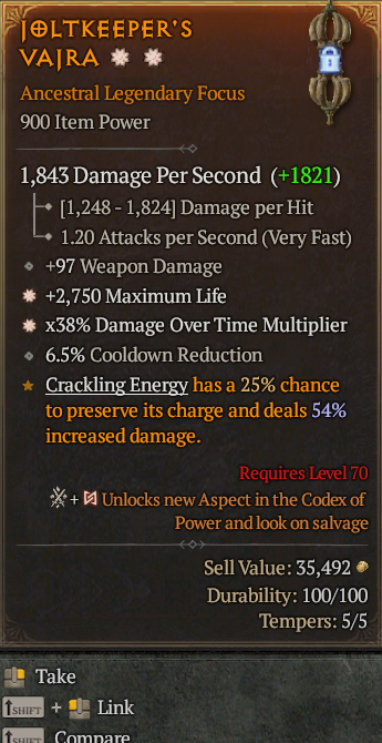 Legendary Focus Life/HP(GA) DoT Multi(GA) // S13 24/7 Online Acc#2C537