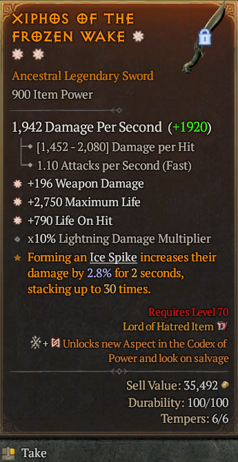 Legendary Sword Weapon Dmg(GA) Life/HP(GA) LoH// S13 24/7 Online Acc#2C542