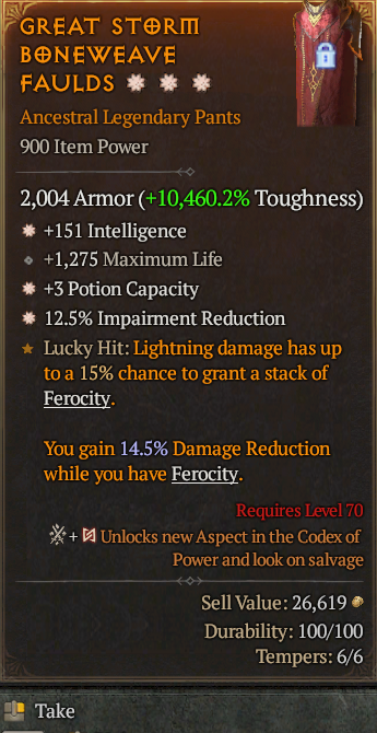 Legendary Pants Int(GA) Potion Capacity(GA) Impairment Reduction// S13 24/7 Online Acc#2C546