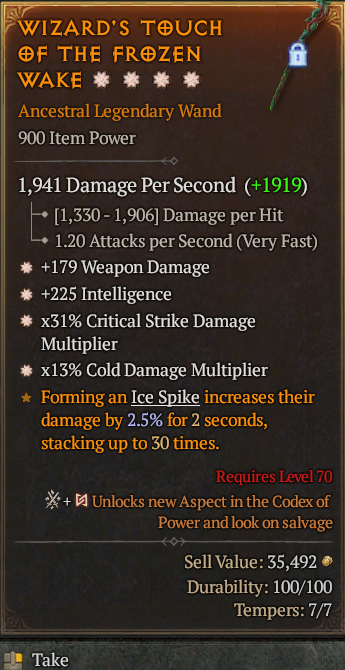 Legendary Wand Weapon Dmg(GA) Int(GA) CDM/Cold Multi/ S13 24/7 Online Acc#2C552