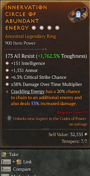 Legendary Ring Int(GA) Armor(GA) CC/DoT Multi/ S13 24/7 Online Acc#2C554