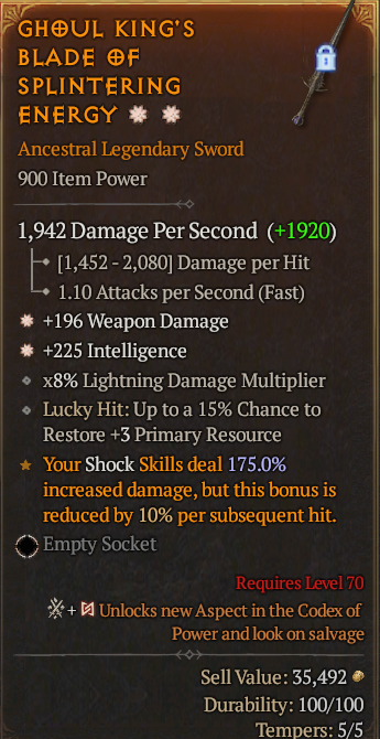 Legendary Sword Weapon Dmg(GA) Int(GA) // S13 24/7 Online Acc#2C637