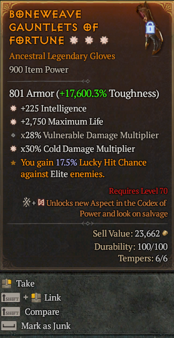 Legendary Gloves Int(GA) Life/HP(GA) // S13 24/7 Online Acc#2C642
