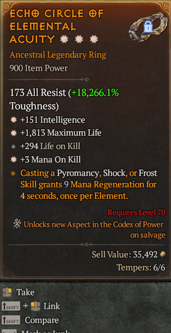 Legendary Ring Int(GA) Life/HP(GA) Mana/Kill// S13 24/7 Online Acc#2C646