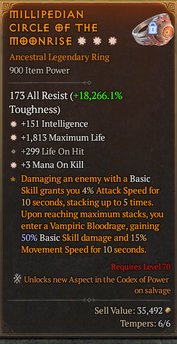 Legendary Ring Int(GA) Life/HP(GA) Mana/Kill// S13 24/7 Online Acc#2C647