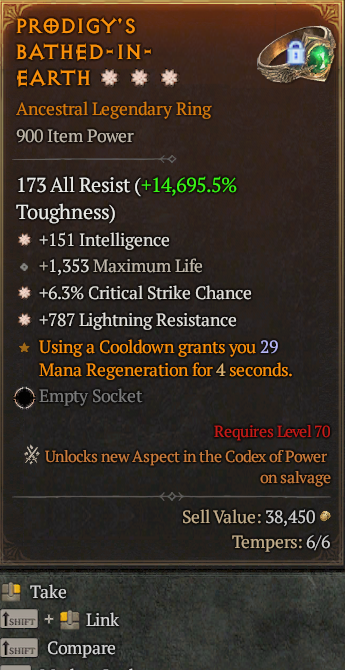 Legendary Ring Int(GA) CC(GA) Light Res// S13 24/7 Online Acc#2C648