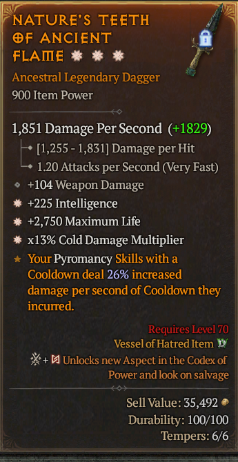 Legendary Dagger Int(GA) Life/HP(GA) CDM// S13 24/7 Online Acc#2C659